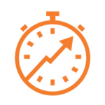 An orange icon of a clock with an ascending arrow indicates HireRamp