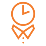 An orange icon of a clock head with a button up shirt denotes Contractor / Temporary