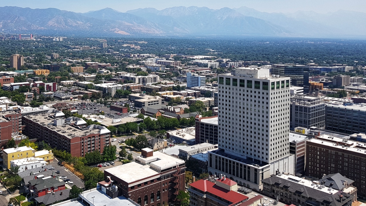 A birdseye view of Salt Lake City, Utah -- where the post-pandemic job market is thriving.